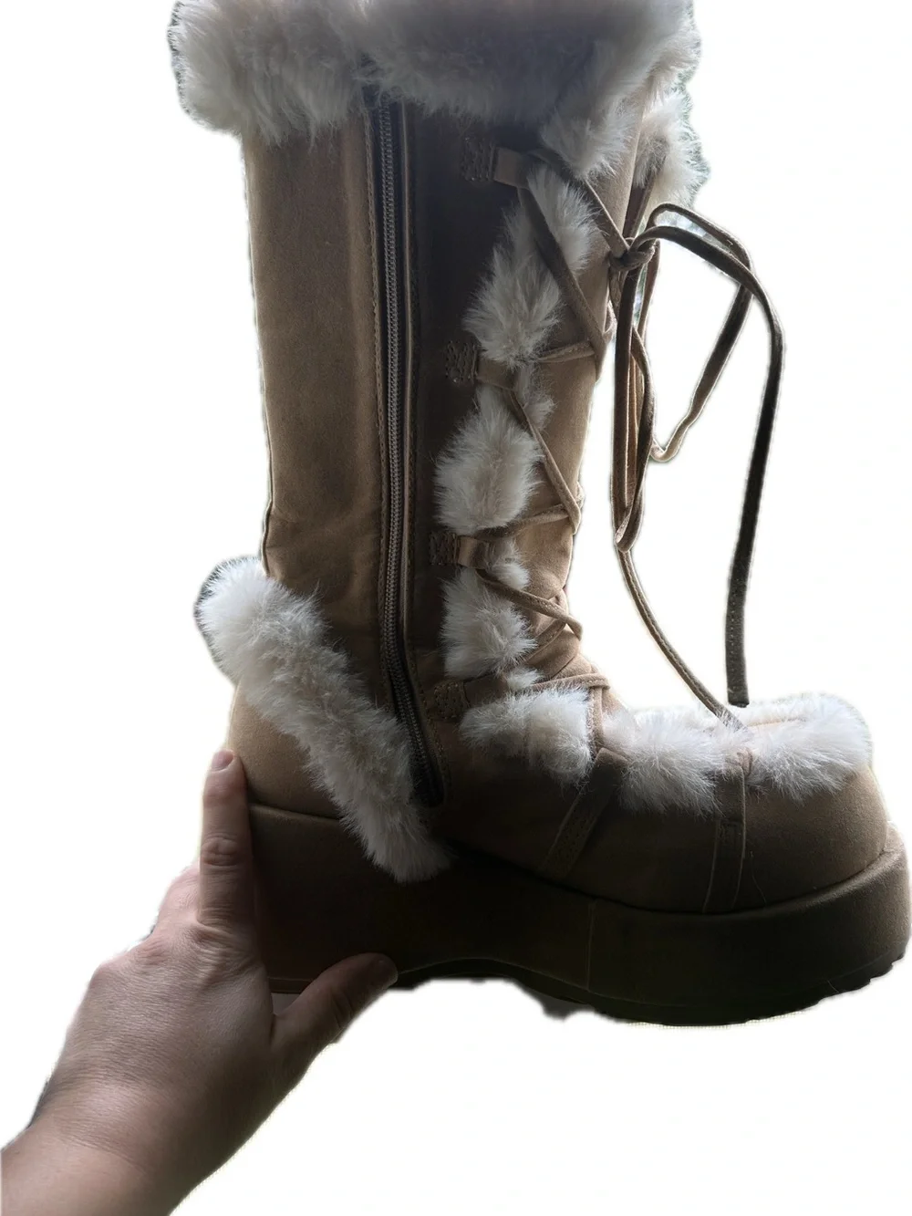 Demonia cubby 311 camel-tan vegan suede